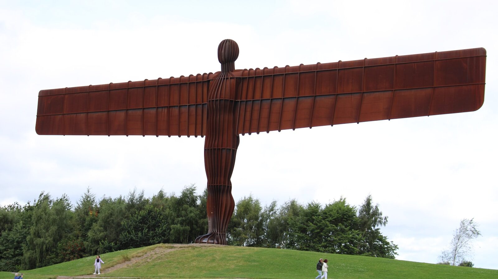 Photo by Diane Pilkington A large metal angel statue on top of a hill